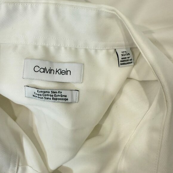 Calvin Klein Extreme Slim Fit White Tailored Button-Up Shirt Size 17.5 - Picture 3 of 17